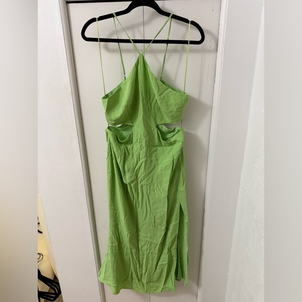 Louna Green Strappy Cutout Midi Dress - SZ MEDIUM - FLAW